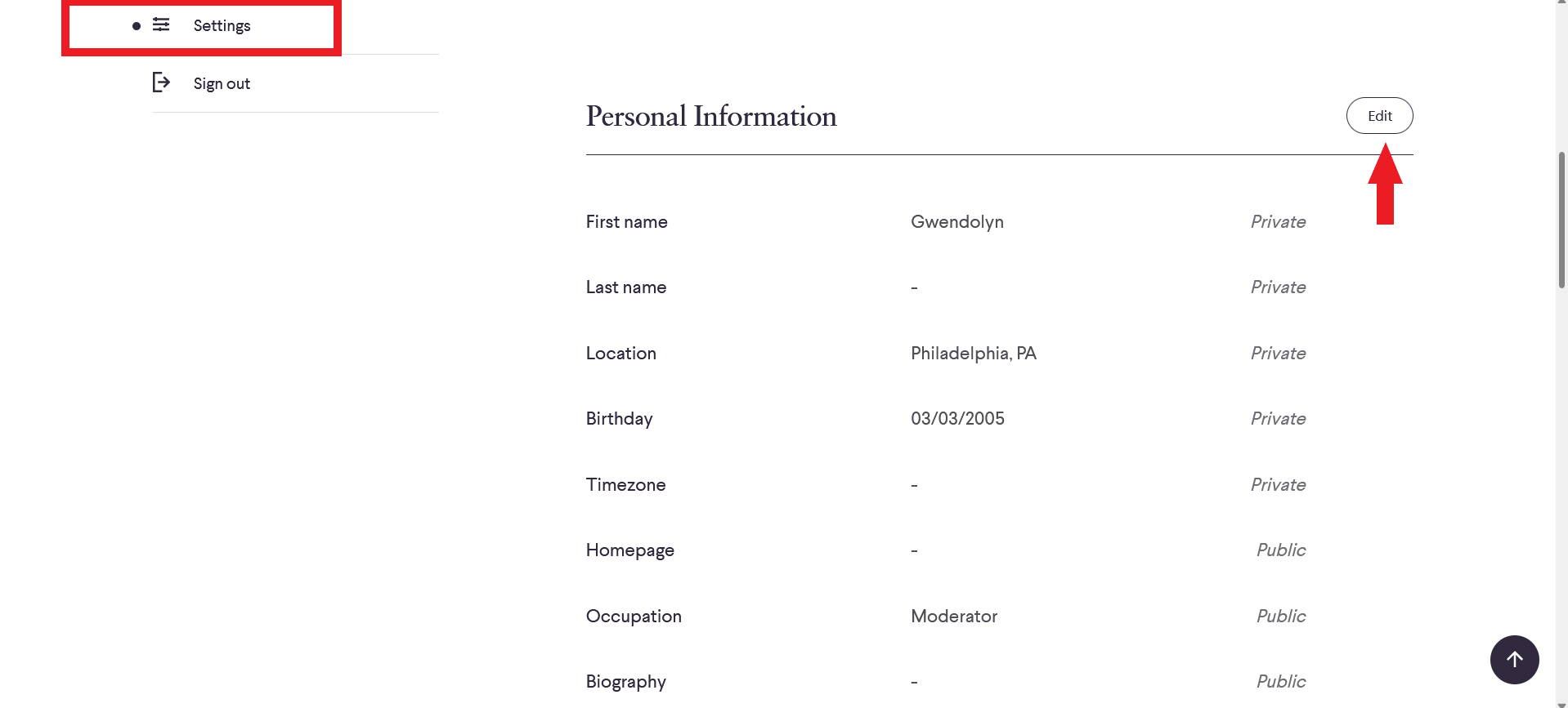edit personal information image