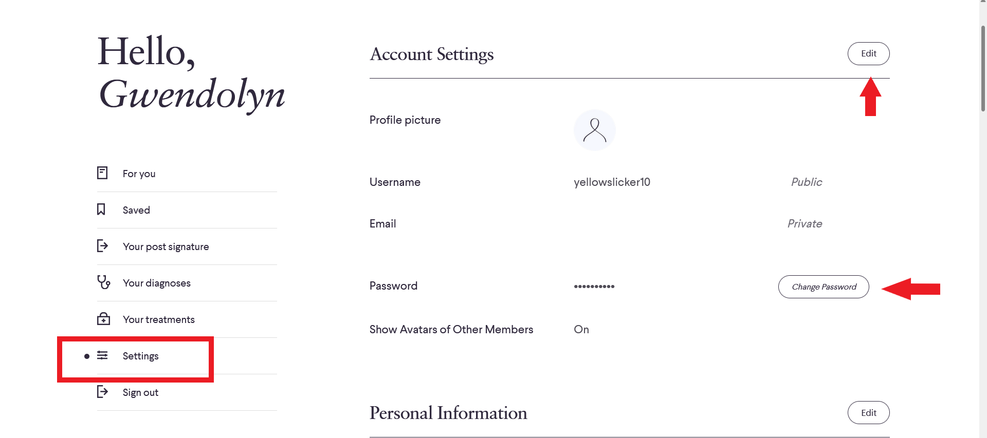 edit username email password image